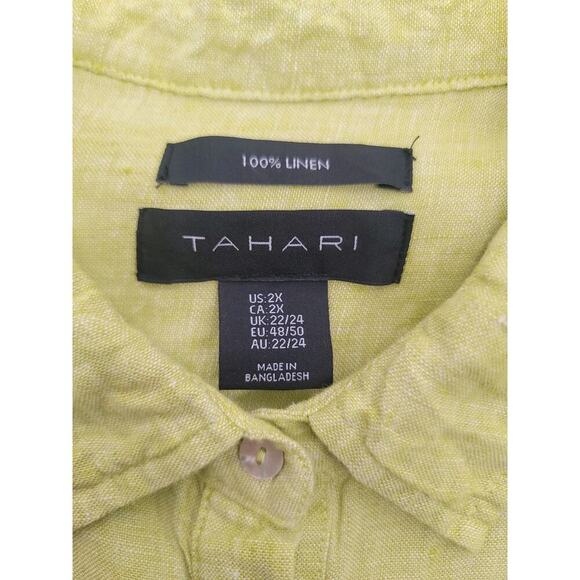 Tahari Midi Shirt Dress Plus 2X Collar Popover 100% Linen Sleeveless Lagenlook - Picture 9 of 10